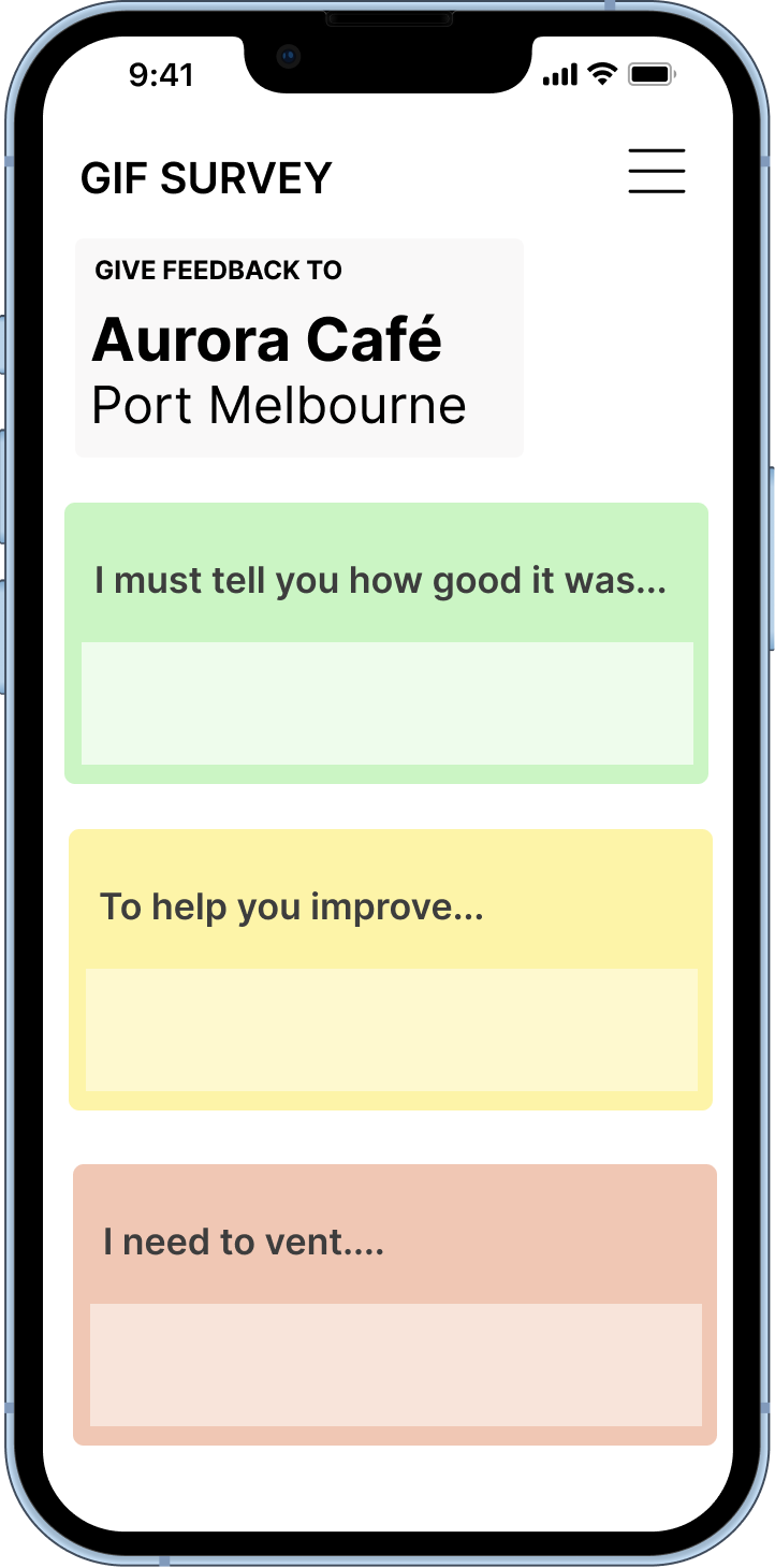 gif survey example user written feedback screen